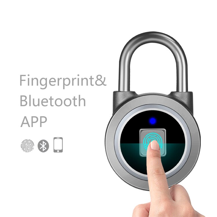 Ip65 vandtæt usb genopladeligt tommelfingerprint bluetooth-lås biometrisk fingeraftrykshængelås: Default Title