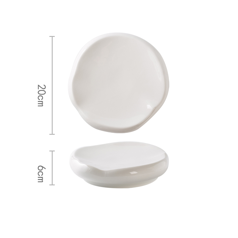 Plato de cerámica hueco para cena, plato de carne, vajilla de forma Irregular para el hogar, platos de aperitivos, bandeja de postre, plato de Pasta para restaurante: 8 inch B