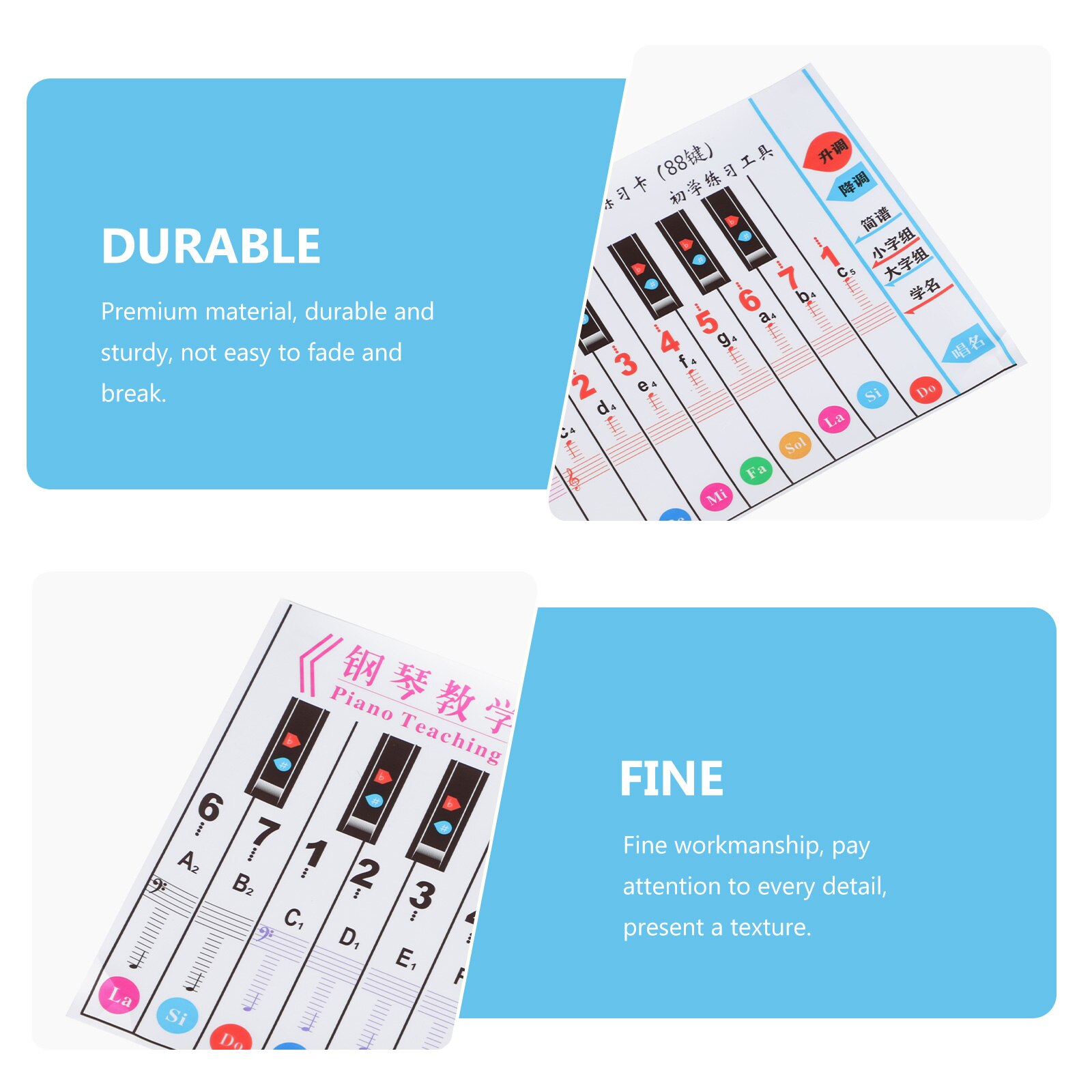 Piano Keyboard 88 Key Practice Guide Paper Keyboard Chart for Beginner