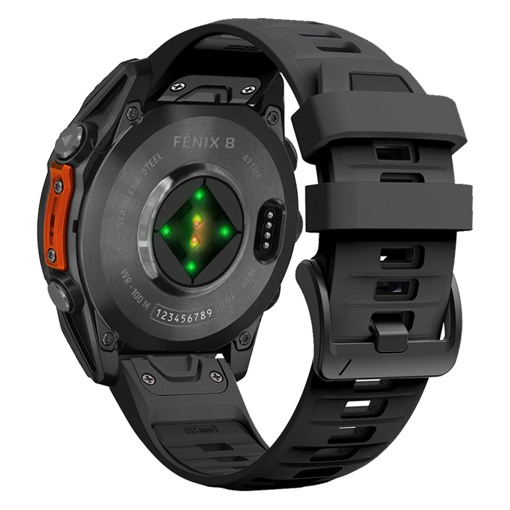 Bracelet de montre Fenix8 1:1 pour Garmin Fenix 8 47mm 51mm E 7 7X 6 6X 5 5X/Epix Pro/Enduro 3 QuickFit 22mm 26mm, Bracelet en Silicone: Red black / 14mm
