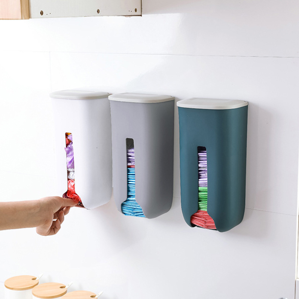 Kitchen Grocery Plastic Bag Holder Dispenser Wall Mount Garbage Bag Holder Refillable Trash Bag Saver Kitchen Organizer