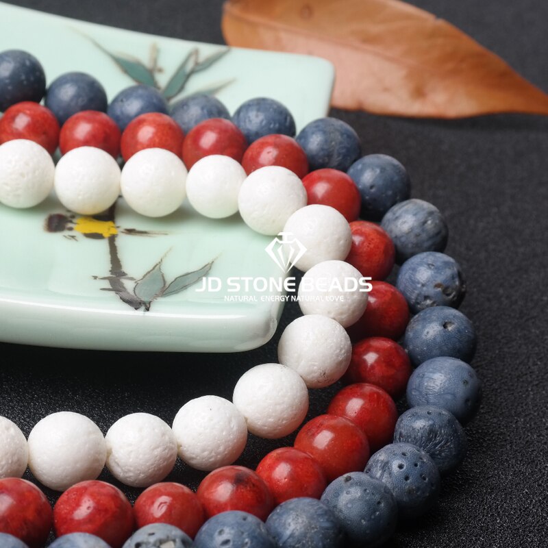 Free Natural White Coral Beads Handmade Necklace Accessory Blue Coral Beads Red Sponge Coral