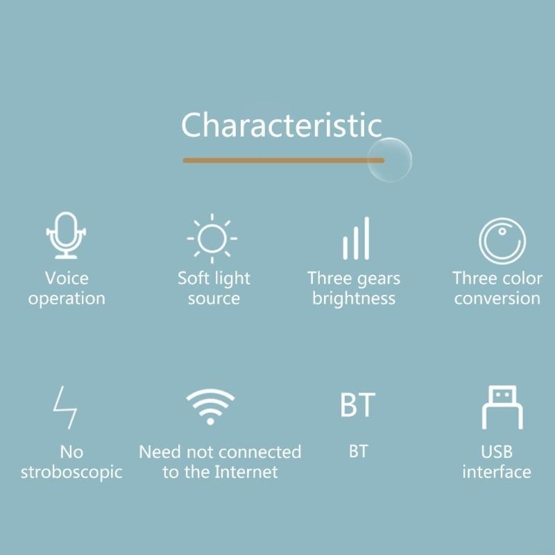 K32C LED Desk Lamp Voice Control Portable Night Light Lamp Freely Foldable Table Lamp USB LED Ring Lights
