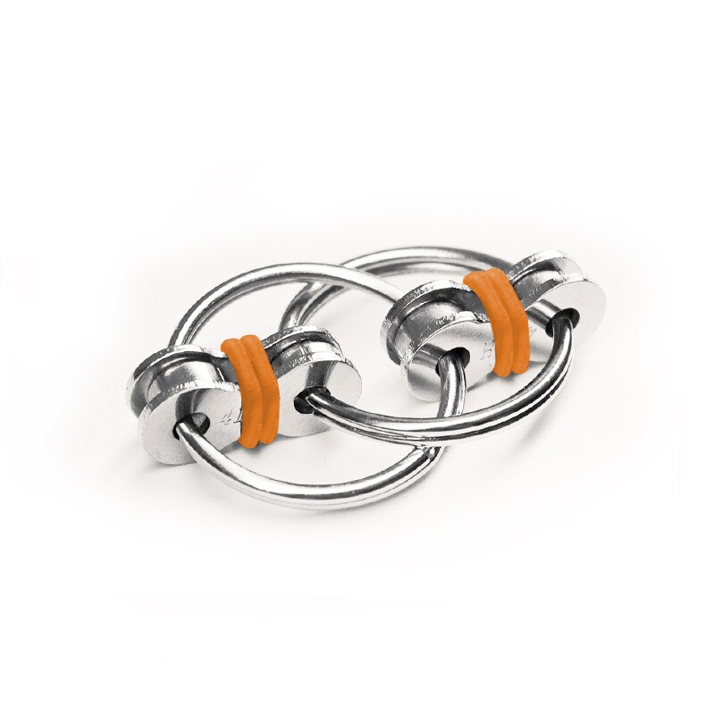 Puzzel Zintuiglijke Speelgoed Autisme Relief Fietsketting Fidget Toy Anti-Stress Speelgoed Set Anti-Stress Fine Tuning Sleutel metalen Ring: Oranje