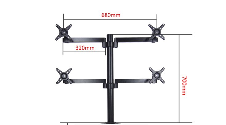 360 rotate clamp base 10"-27" 8kg aluminum 100x100 four lcd desk mount monitor arm desktop stand adjustable screen bracket