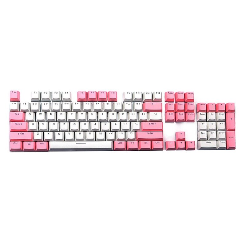 Translucent Double Shot PBT Keycaps - 104 Keys - Backlit for Cherry MX Mechanical Keyboard Switches: Pink-white