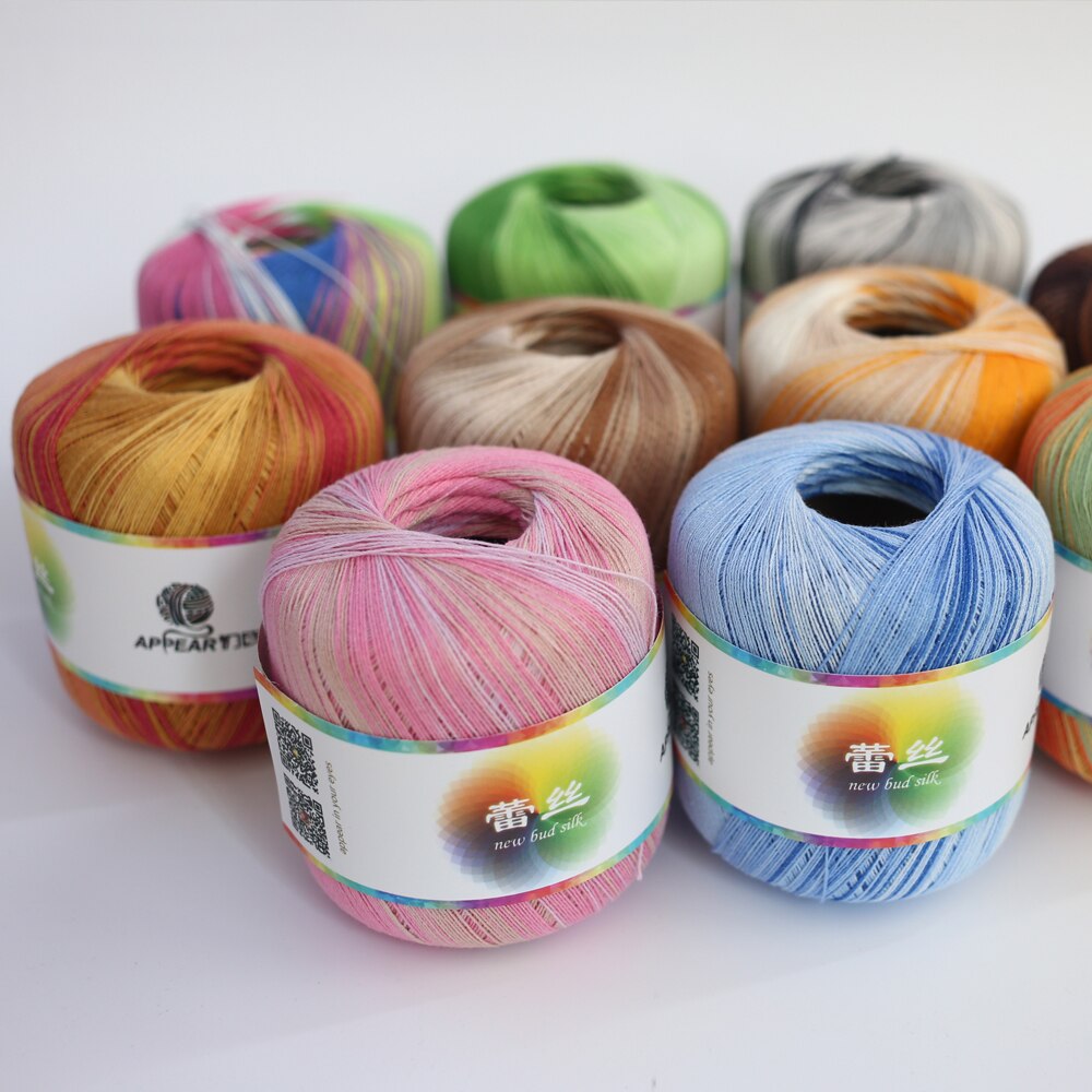 50g/Bal Katoen Metallic Kant Regenboog Garen Kleurrijke Dunne Draad Voor Haken Breien Door 1.55mm Haaknaalden
