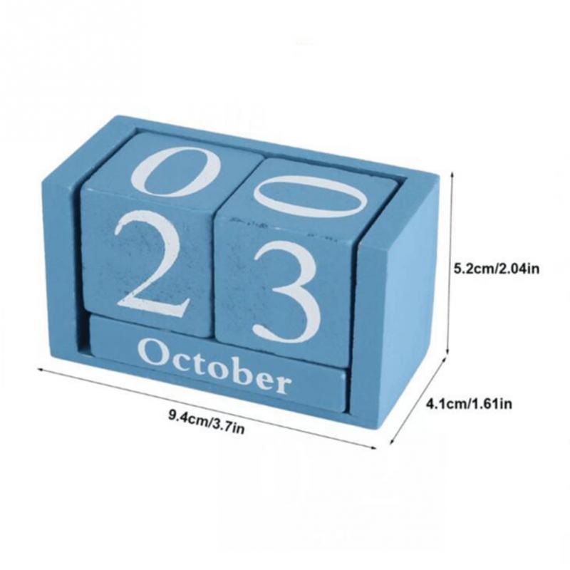 Month Date Display Desk Decoration Wood Block Planner Desktop Living Room DIY Wood Calendar Reusable Home Office Decor