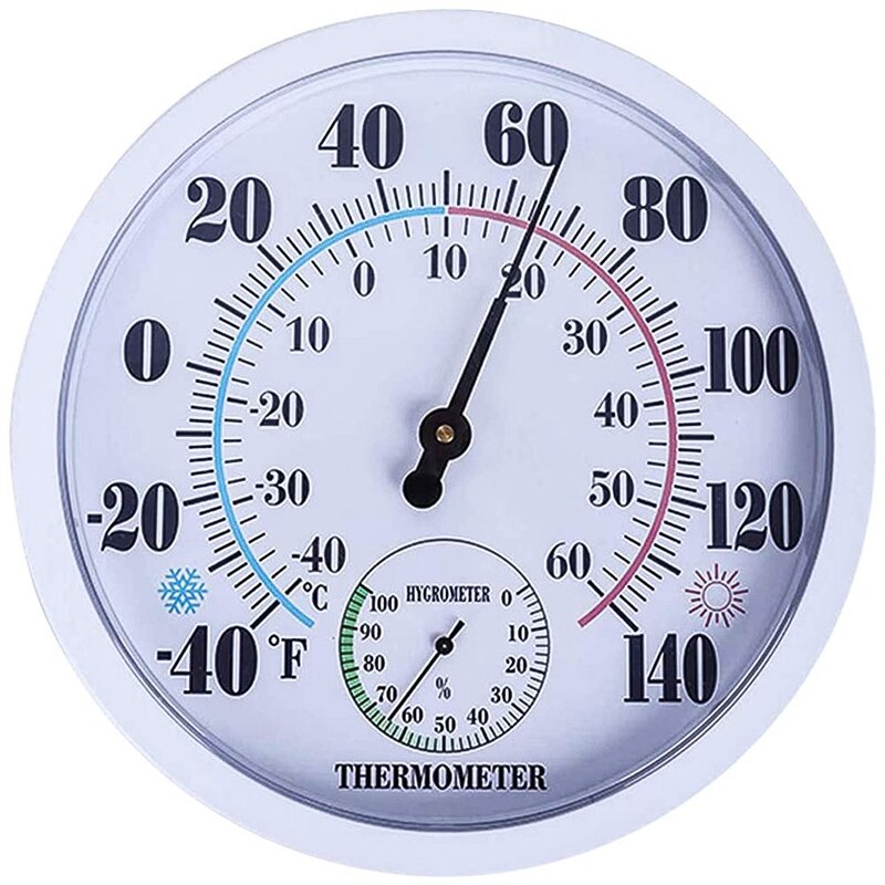 Indoor Outdoor Weather Thermometer Hygrometer, Garden Wall Thermometer for Patio,No Battery Hygrometer 10 inch Diameter