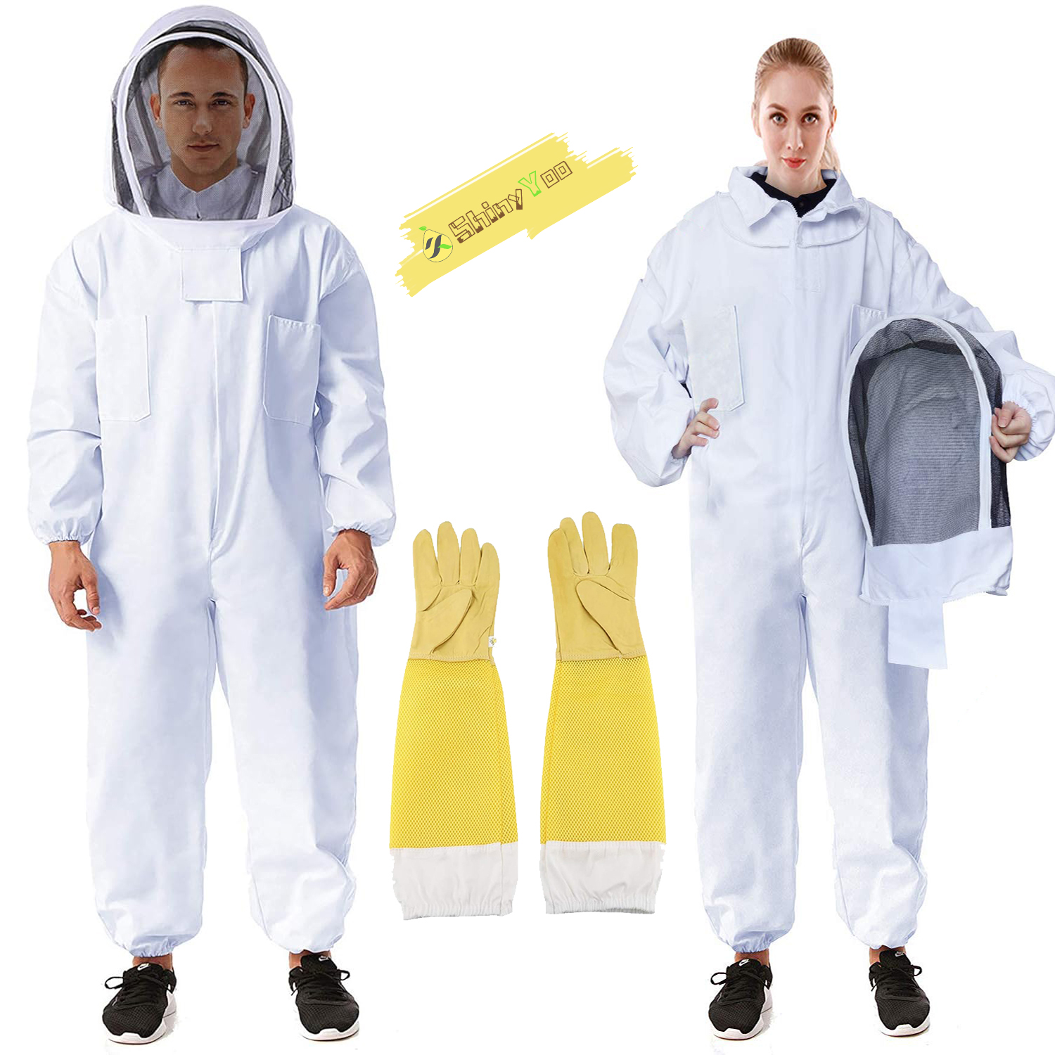 Bienenanzug für Männer und Frauen, stichfest, Bienenzuchtanzug, Imkerkostüm mit Handschuh und belüfteter Kapuze, Bienenoutfit, Bienenzuchtzubehör