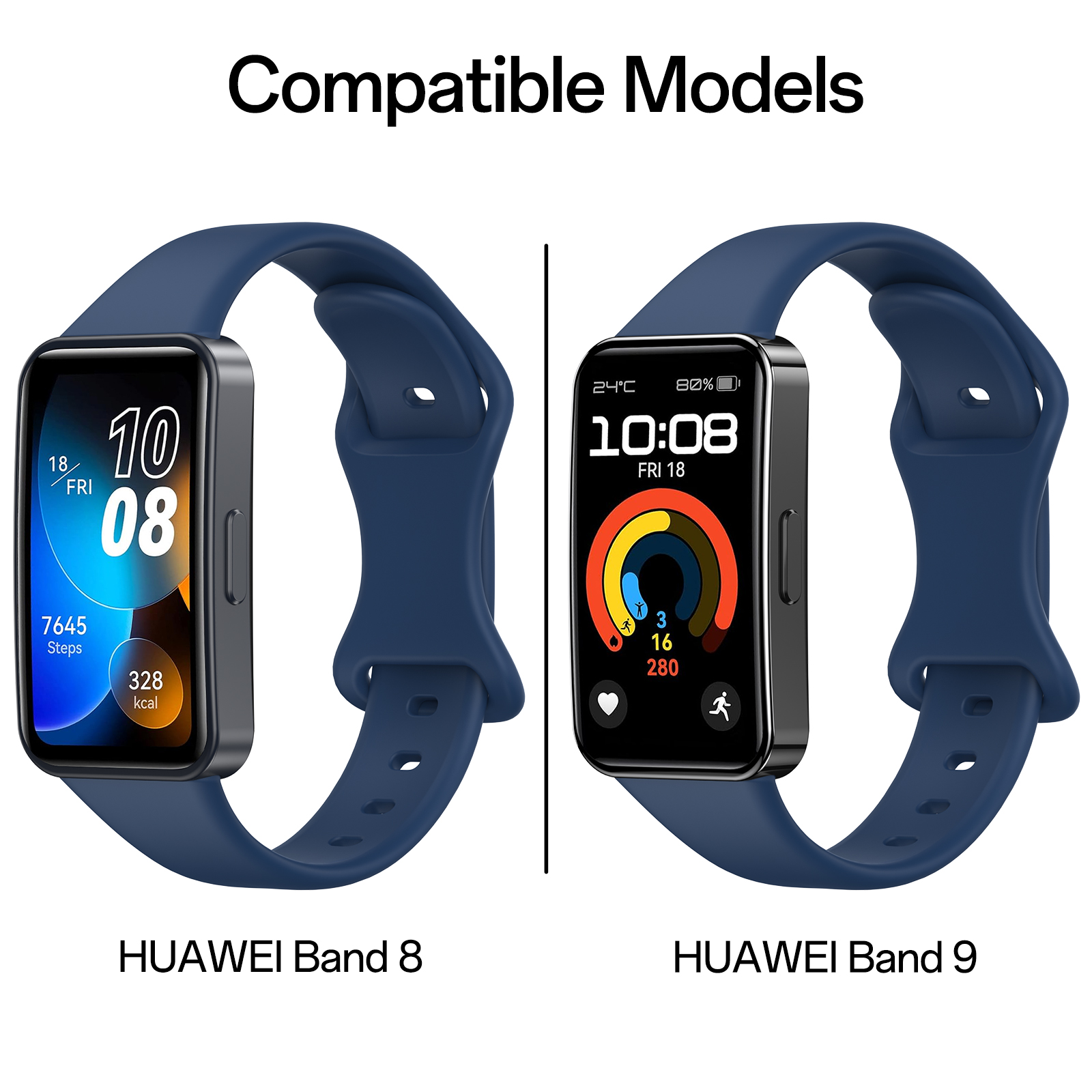 Blød Silikone Rem til Huawei Band 9 8 - Sport Åndbar Urrem Udskiftning Armbånd