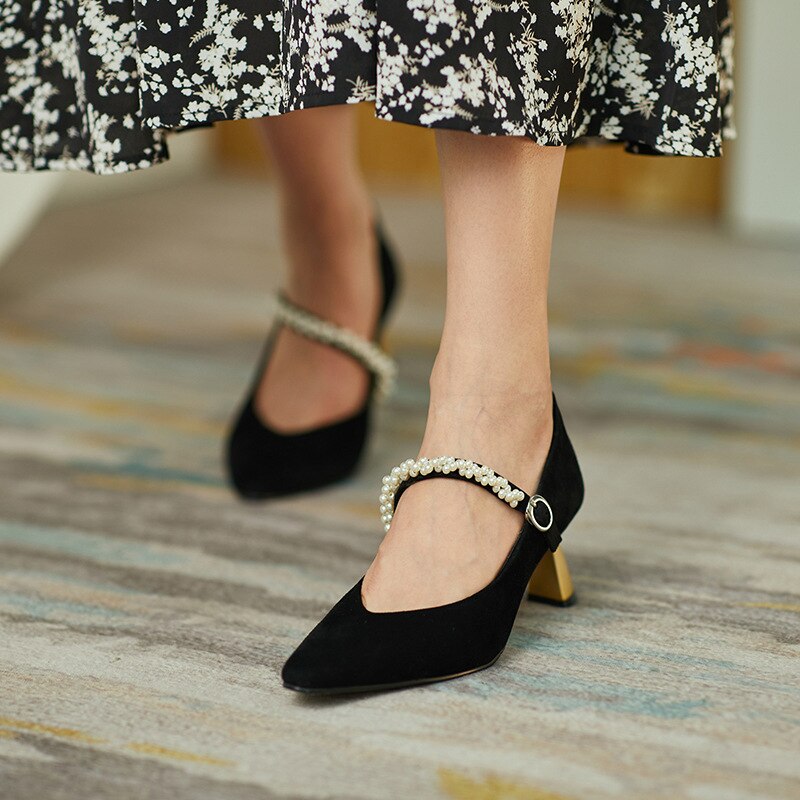 Parel Partij Schoenen Vrouwen Pompen Sexy Kleding Schoenen Voor Vrouwen Hakken Puntschoen Wedding Shoeskitten Hakken