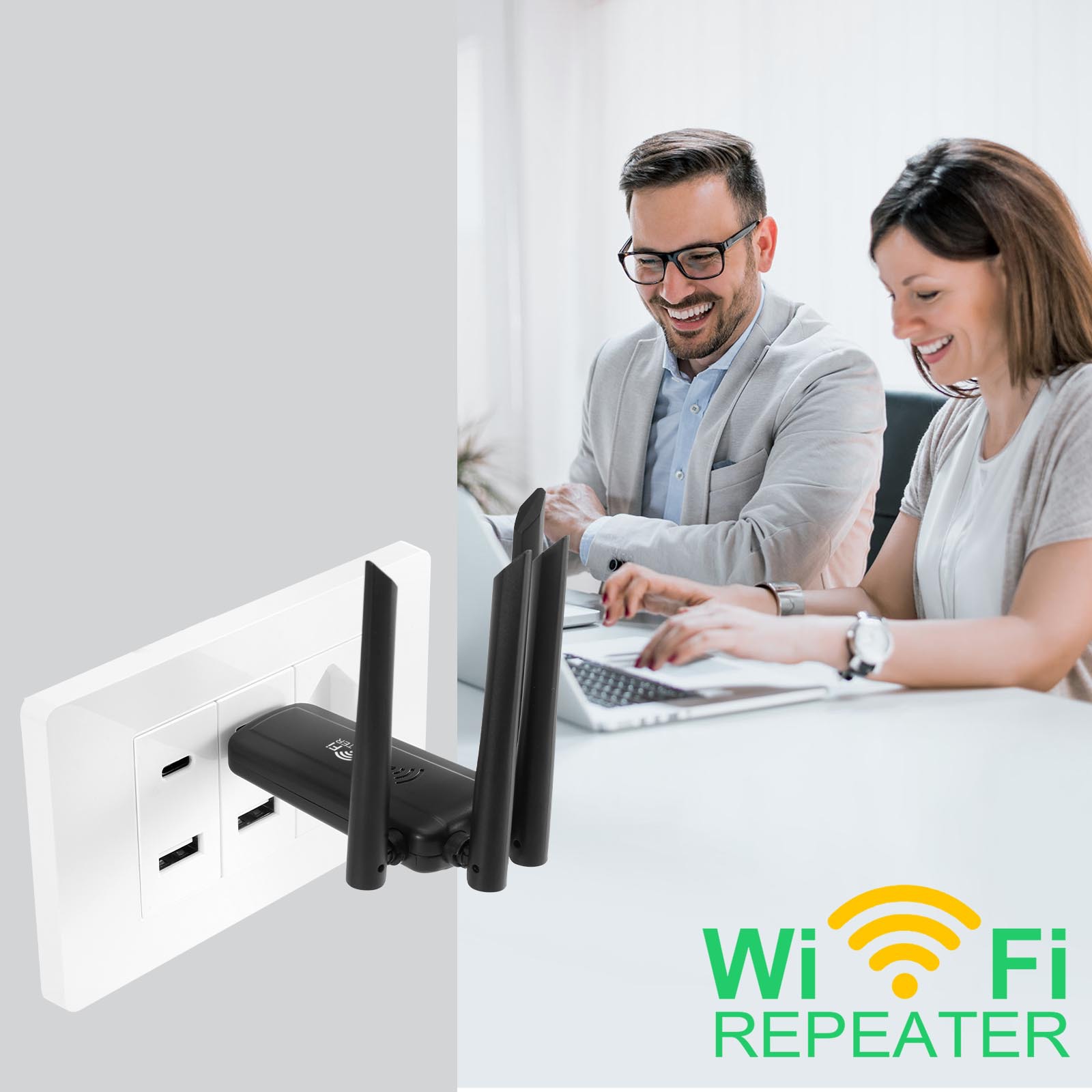 2.4G 300 Mbps Draadloze USB WiFi Repeater 4 Antenne Wifi Lange Range Extender Wi-Fi Signaalversterker Thuis netwerk Adapter voor PC