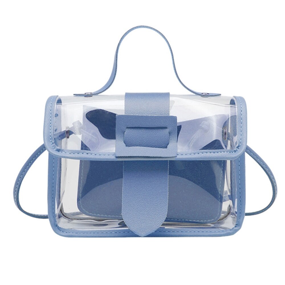 2 pçs/set Telefone Saco Pequeno Cadeia Bolsa Geléia Transparente Saco de Ombro Das Mulheres Totes Moda Crossbody Bolsas de Viagem Sólida 2020: blue 3