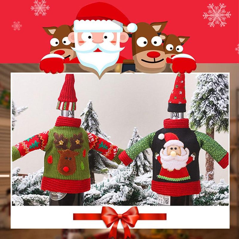 Lelijke trui kerst wijnfleshoes 3 stijl jaar fleshoes kerstversiering op de fles keuken bar benodigdheden