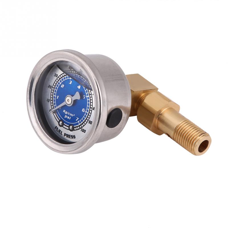 Oil Press Gauge Fuel Gauge Fuel Pressure Liquid Filled Regulator Gauge Adapter Kit 0-100PSI Universal