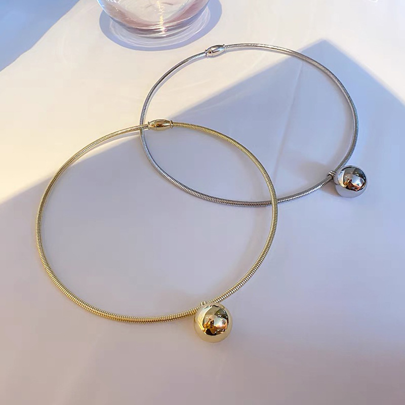 Anenjery 316l Roestvrij Staal Effen Cirkel Bal Hart Ketting Voor Vrouwen Sweet Cool Persoonlijkheid Ketting Sieraden Accessoire Cadeau