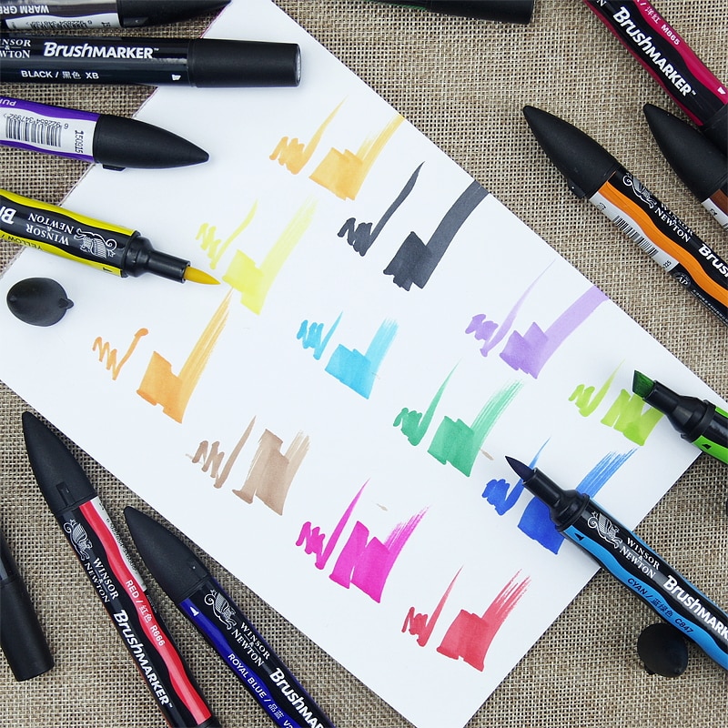 Winsor & Newton Brushmarker Marker Pennen Kwast Alcohol Gebaseerde Snelle Droge Blauw Groen Tones