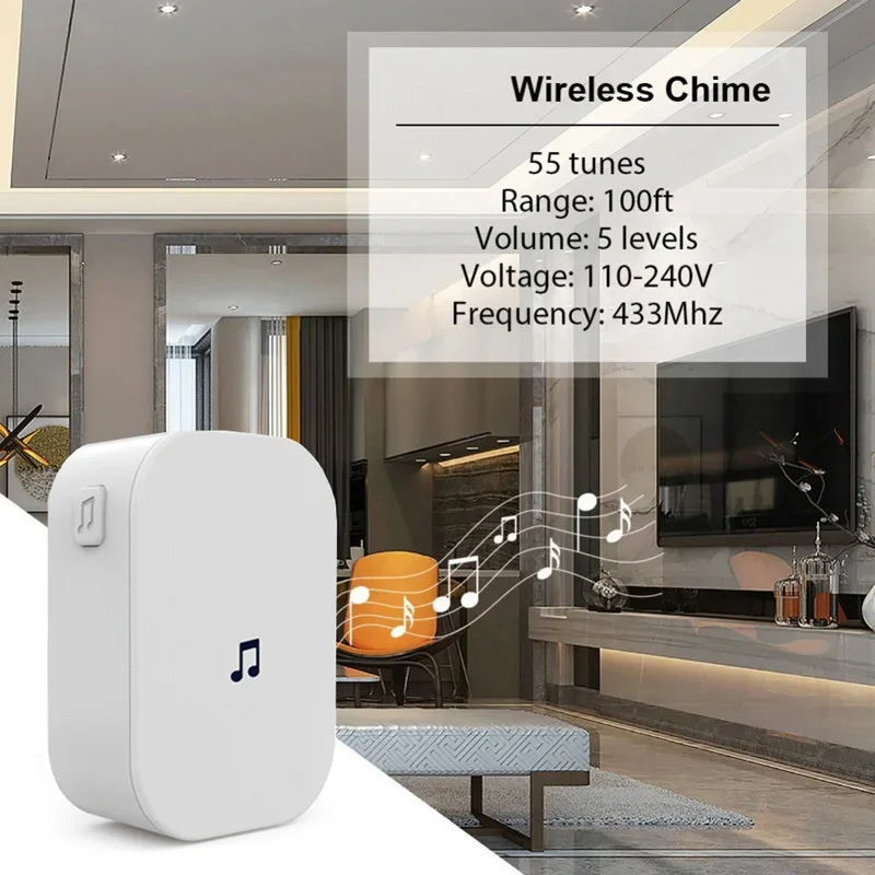 Wifi Draadloze Deurbel Indoor Chime 100DB 433MHz Waterdichte Deur Ring Chime Deurbel Ontvanger Ding Dong