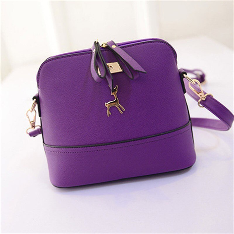 Sac à bandoulière en cuir pour femmes, sacoche à petite coque, sac à bandoulière de célèbre, épissé de cerf, Collision couleur: purple