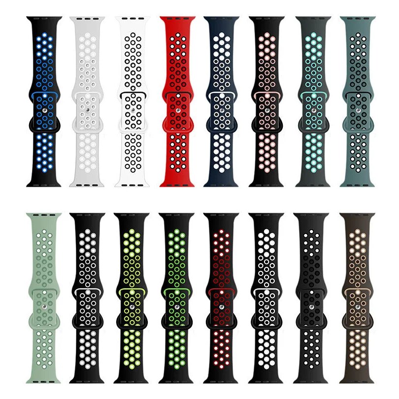 Bracelet de montre en silicone de sport de poignet de remplacement double pour la série Apple IWatch