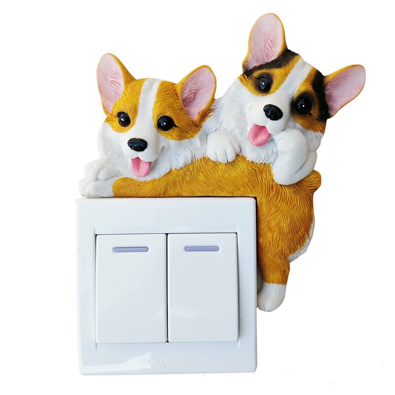 3D Wall Switch Stickers On The Wall Home Decorating Items Light Resin Socket Kawaii Dog Baby Children's Room Livingroom Sticker: 2