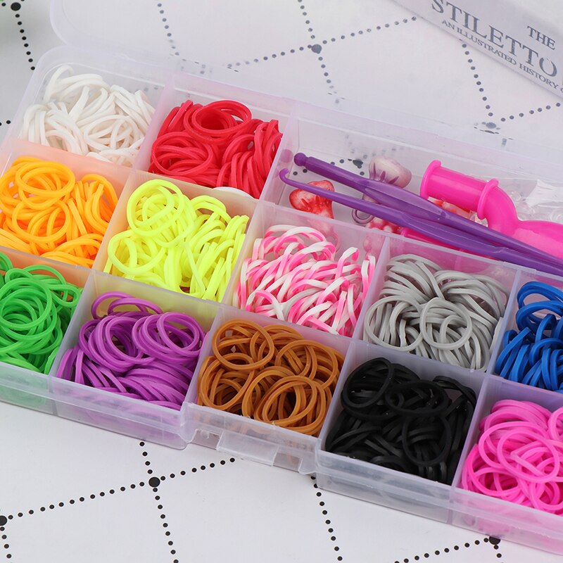 120/600Pcs/Box Rubber Loom Bands Girl Elastic Band for DIY Weaving Lacing Bracelet Set