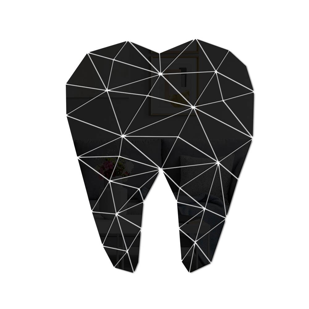 Miroir acrylique mural en forme de dent | Autocollant pour praticiens dentaires, clinique, stomatologique, orthodontie d'hôpital, salle d'art, étui: Black / 69x86cm