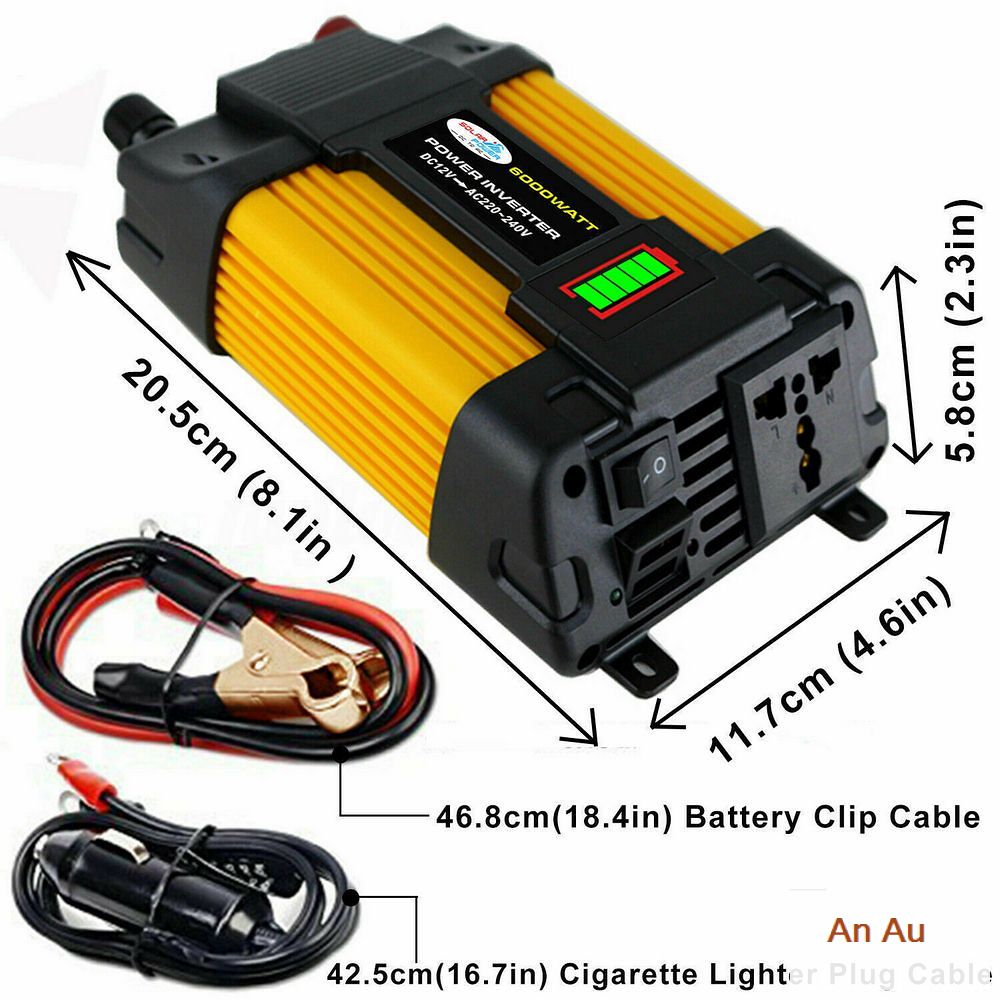 6000W Peaks Power 12V DC TO 110V 220V AC Car Power Inverter Solar Converter