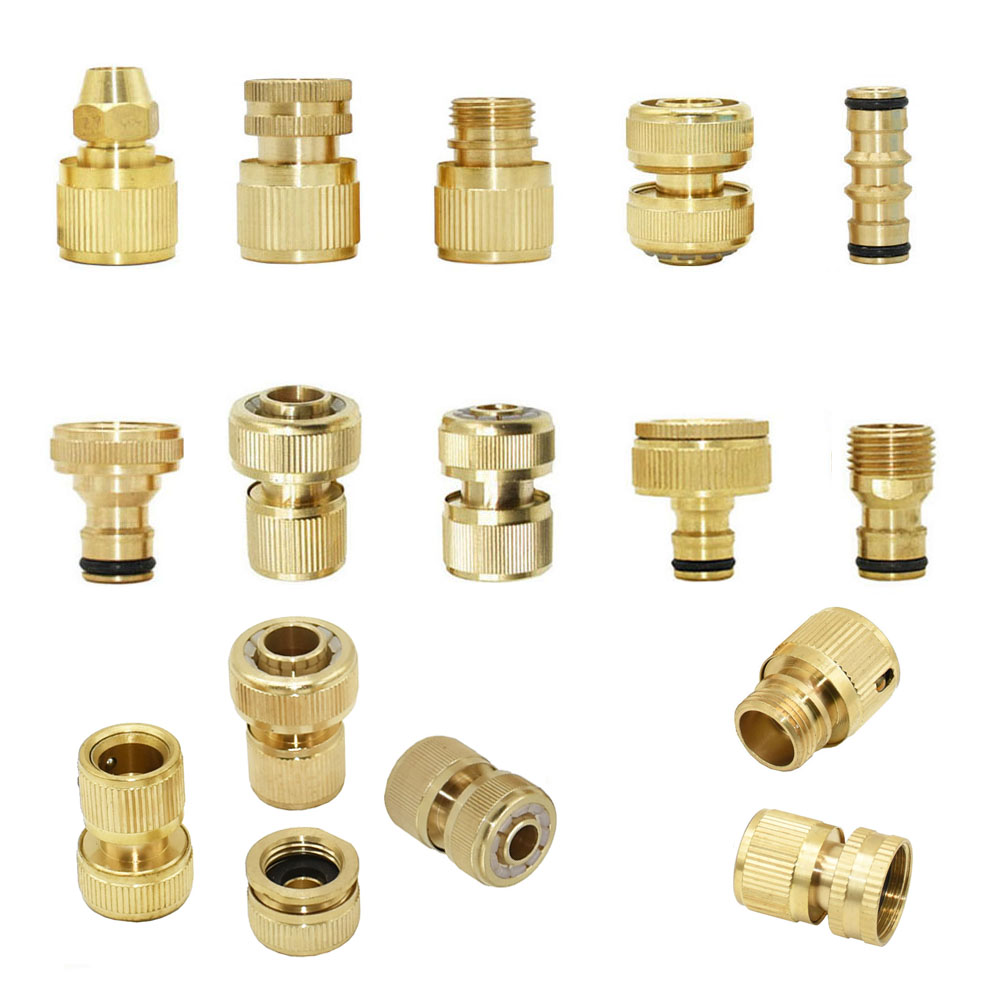 1/2 3/4 5/8 1" Thread Hose Quick Connector Brass Garden Watering Fittings Drip Irrigation Copper Hose Quick Coupler