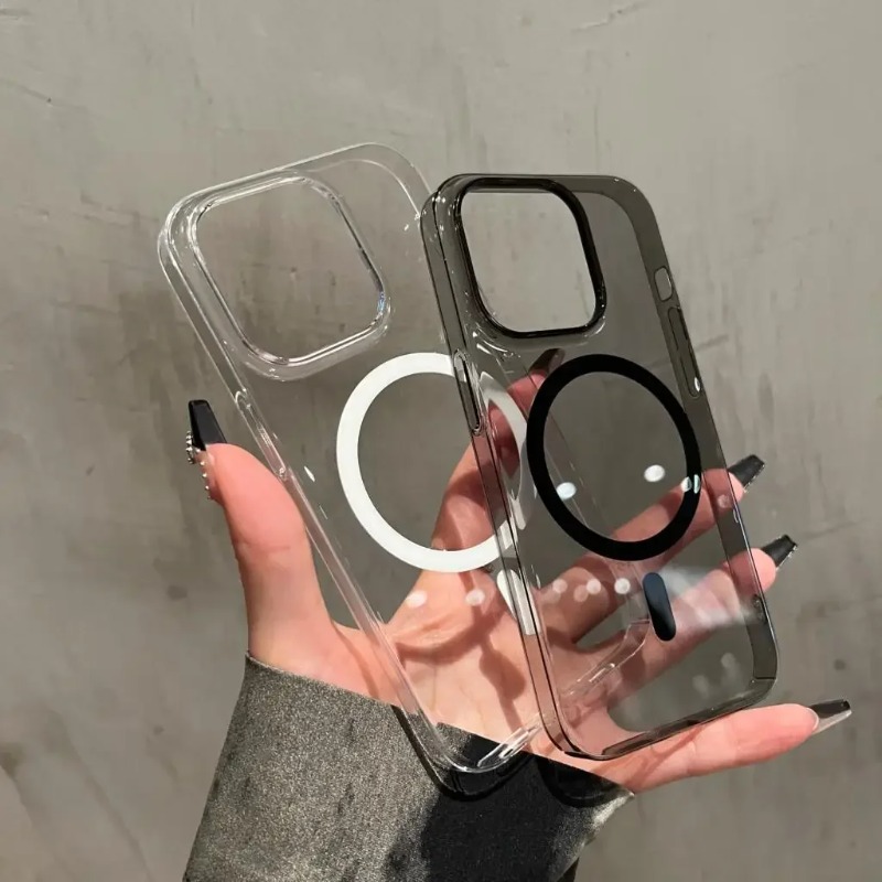Ultra Thin Transparent Phone Case For iPhone 16 12 14 13 15 Pro Max Plus For Magsafe Magnetic Wireless Charge Clear PC Cover