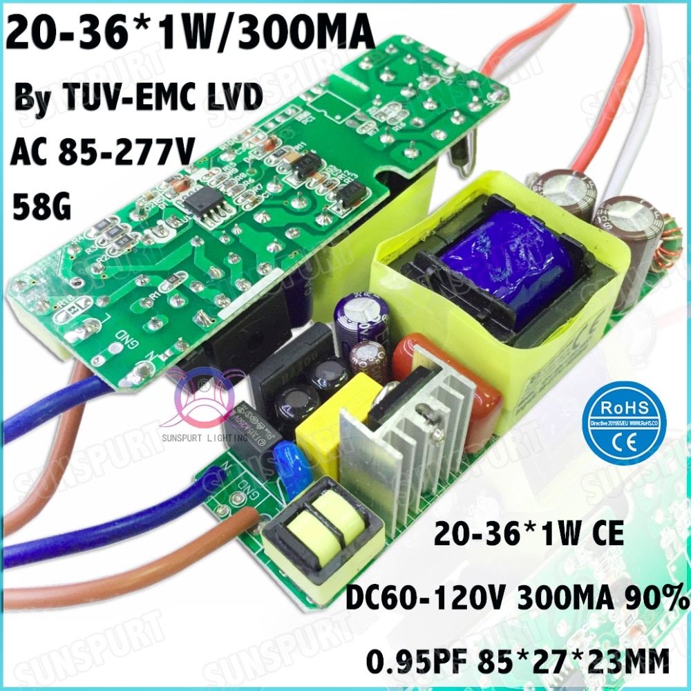 3 Pcs By TUV-EMC LVD 40W AC85-277V LED Driver 20-36x1W 300mA DC60-120V Constant Current LED Power For Ceiling Lamp