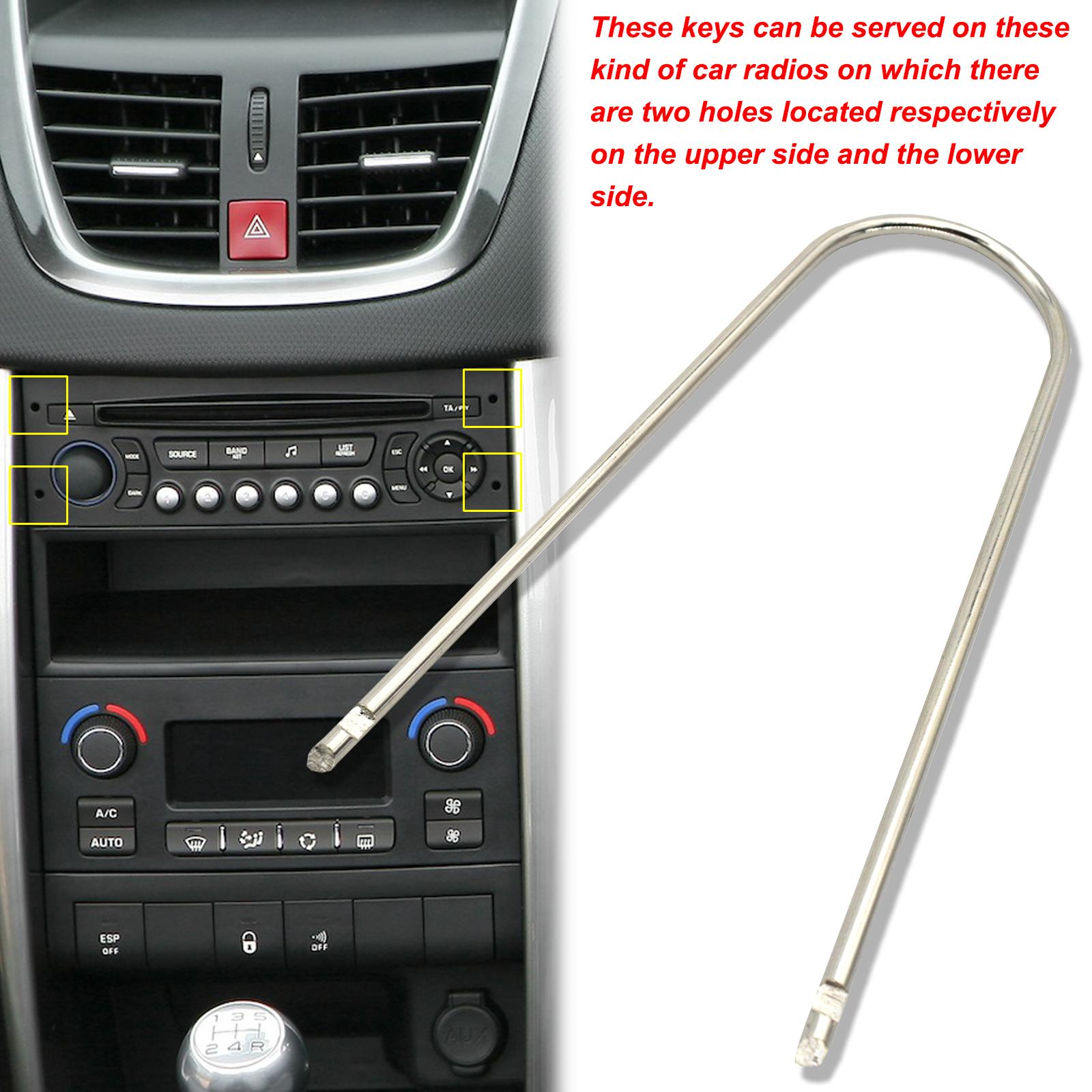 Llaves de extracción de Radio estéreo para coche, herramientas de cambio de desmontaje de CD de vehículo para Citroen C4, C5, Peugeot 206, accesorios en forma de U, 2 uds.