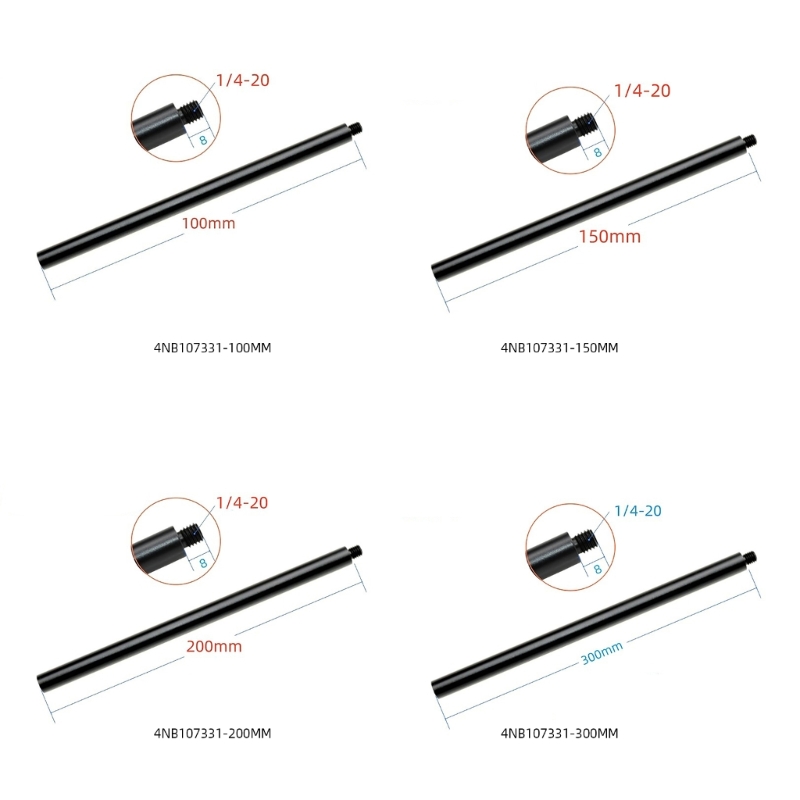 Aluminum Extension Rod 1/4" Female Bottom 1/4" Male Top Poles Tripod Mount