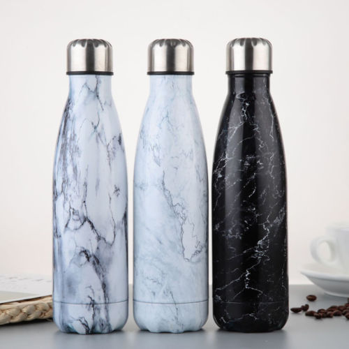 500ML bouteille d'eau vide isolé flacon Sport thermique froid froid tasse en acier inoxydable tasse en marbre tête tasse