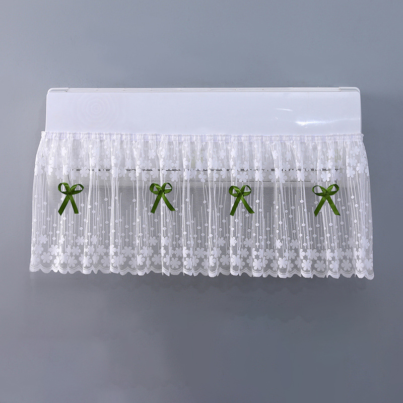 Lace Floral Embroidery Anti-direct Blowing Air Conditioning Windshield Curtain Dust-proof Hanging Cover Cloth Home Decor: Orange