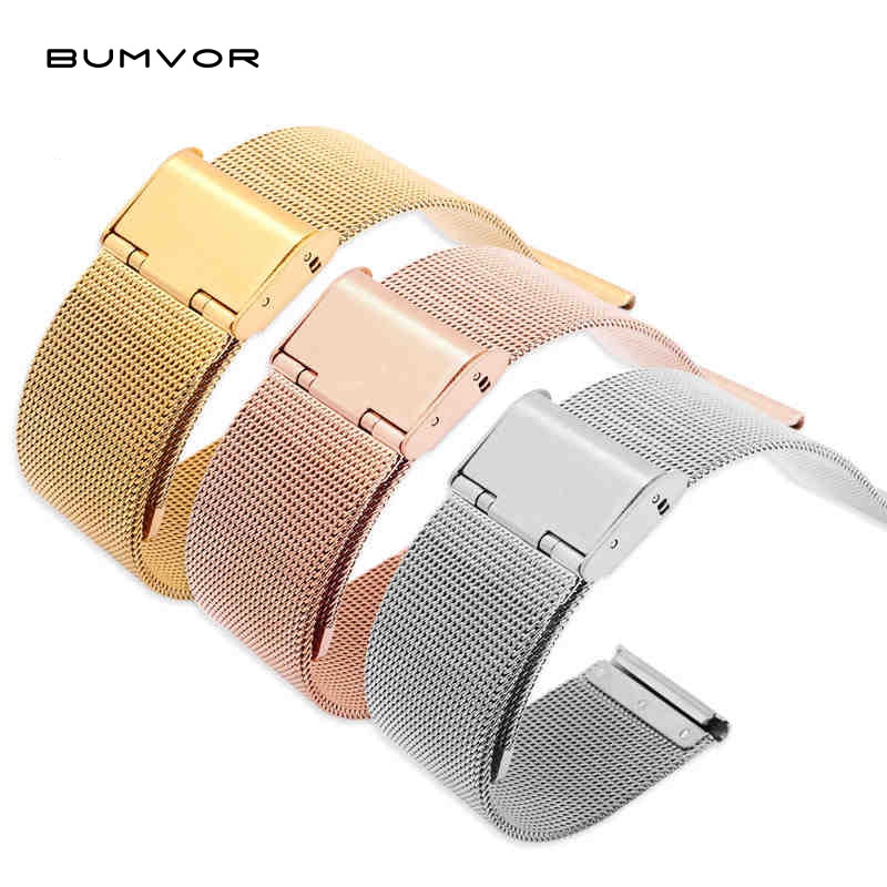 Milanese Horlogeband 12Mm 14Mm 16Mm 18Mm 20Mm 22Mm 24Mm Universele Rvs Metalen horloge Band Strap Armband Zwart Rose Goud