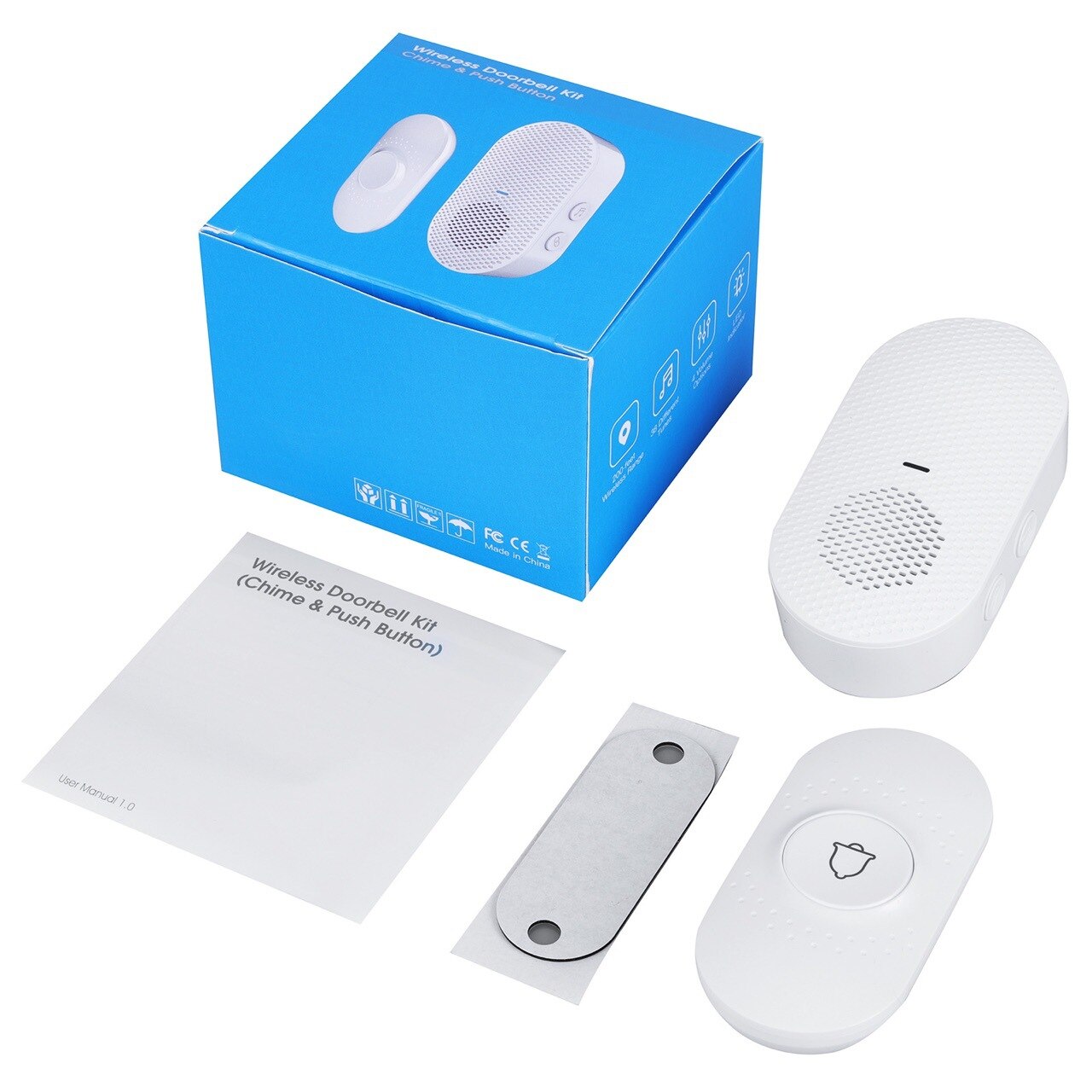 EKEN Home Security Welcome Wireless Doorbell Smart Chimes Door Bell Alarm LED Light 38Songs With Waterproof Touch Button