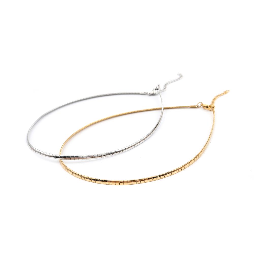 304 Rvs Choker Ketting Zilver Kleur Rechthoek Voor Vrouwen Mannen Party Club Punk Stijl Kraag Sieraden 35Cm Lange, 1 Pc