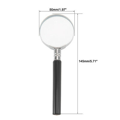 50mm 5X Handheld Magnifying Glass Lens Magnifier Silver Tone