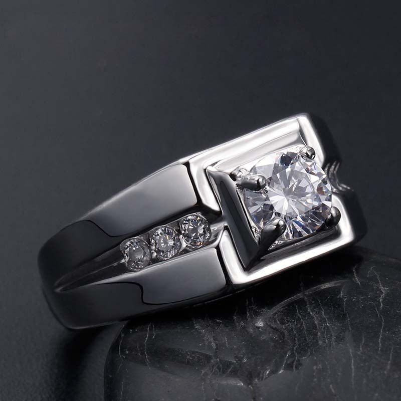 Fdlk Mannen Simple Mode Vierkante Inlay White Crystal Engagement Bruiloft Sieraden Maat 6 - 15