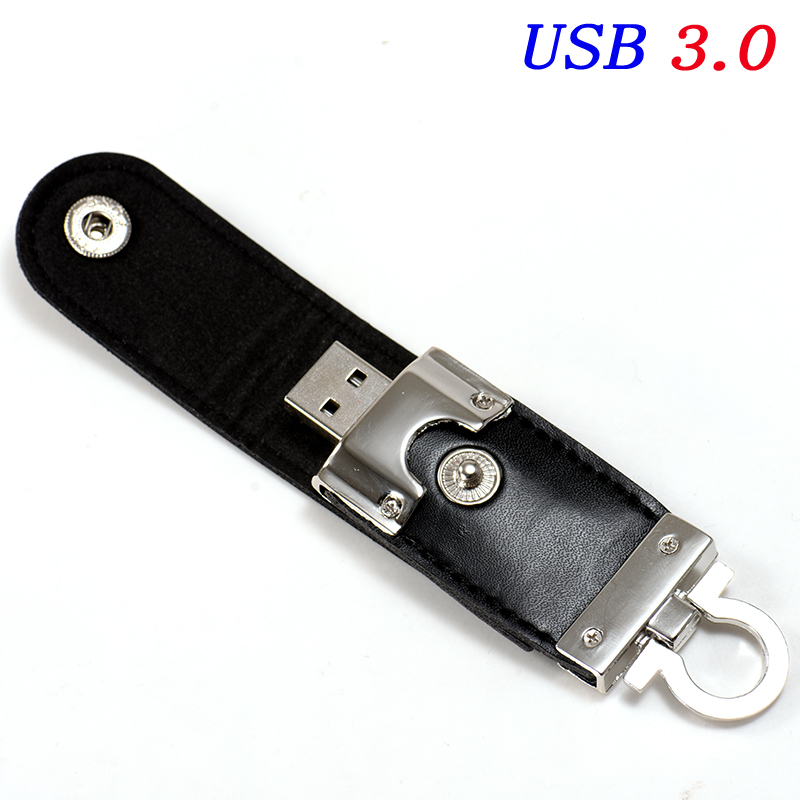 Leather keychain usb 3.0- flash drive 128 gb 32 gb 64 gb high-speed metal memory stick pen drives 16 gb red pendrive 8 gb usb 3.0- hard drive: Black / 32 gb