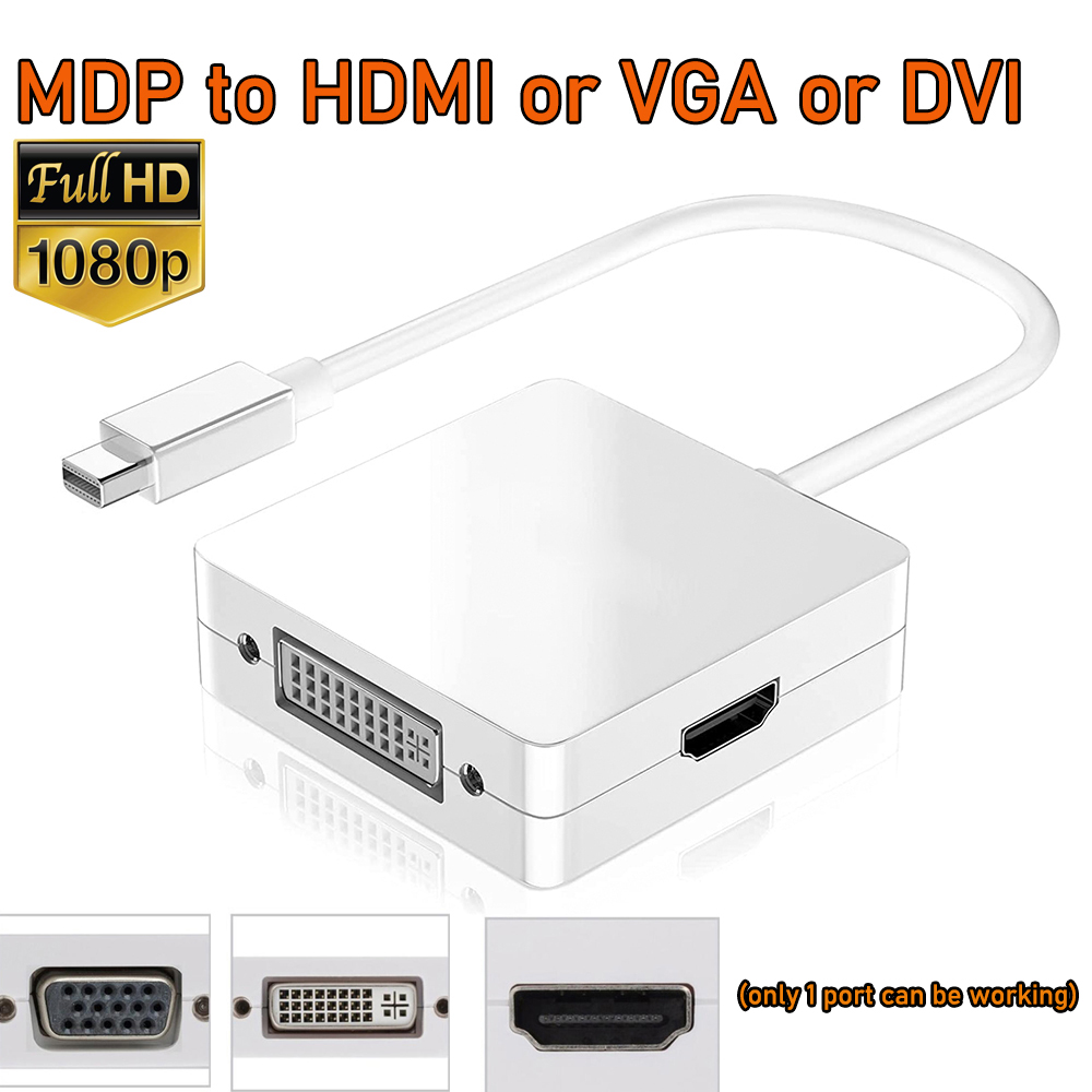 Mini DP naar HDMI DVI VGA-kabel mini displayport VGA HDMI voor MacBook Pro Air Apple iMac Mini Display Port Thunderbolt Converter: Black