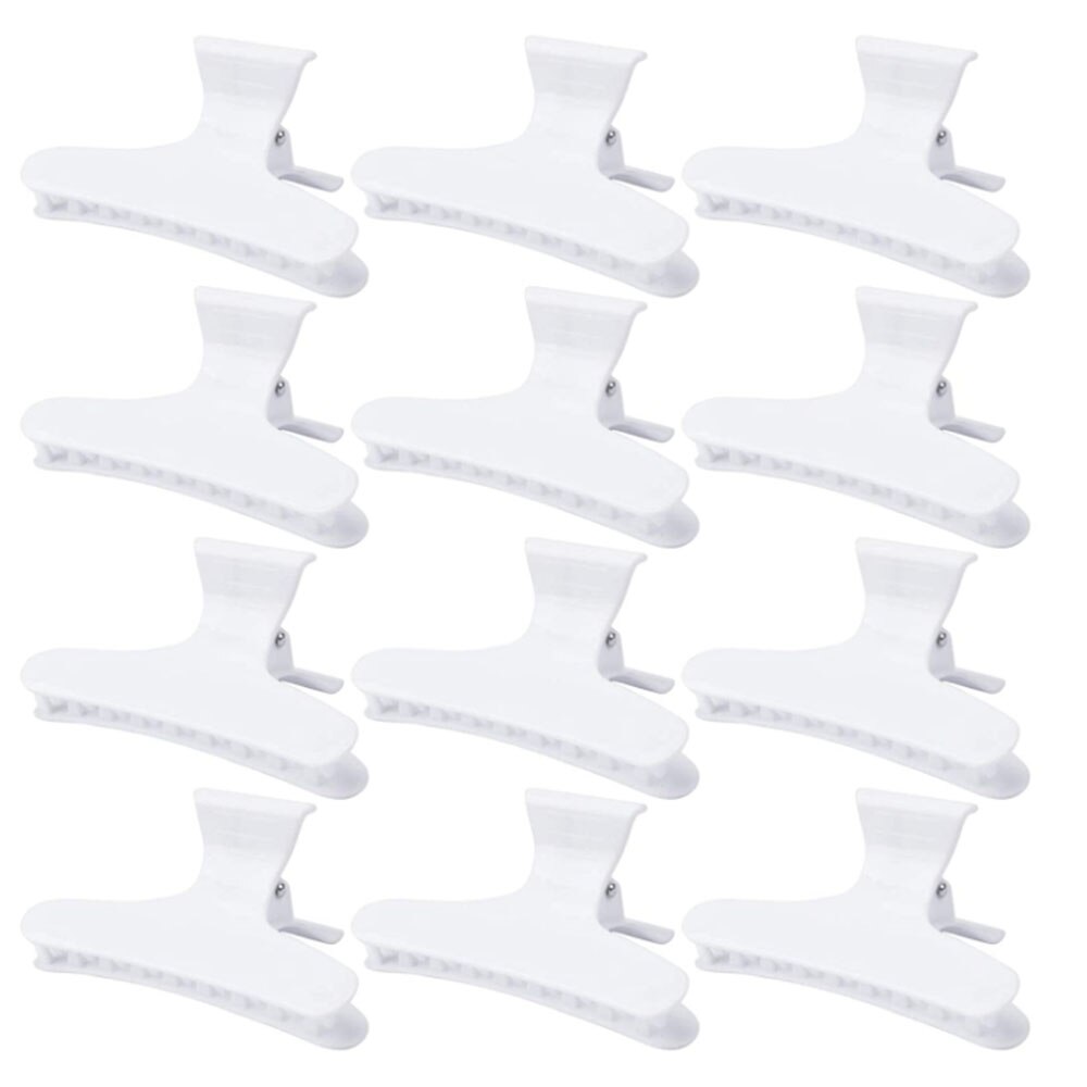 12Pcs Butterfly Hair Clamps Clips Salon Pro Section Clip For Styling Coloring Large Hairdressing Salon Tool Hair Accessories: white