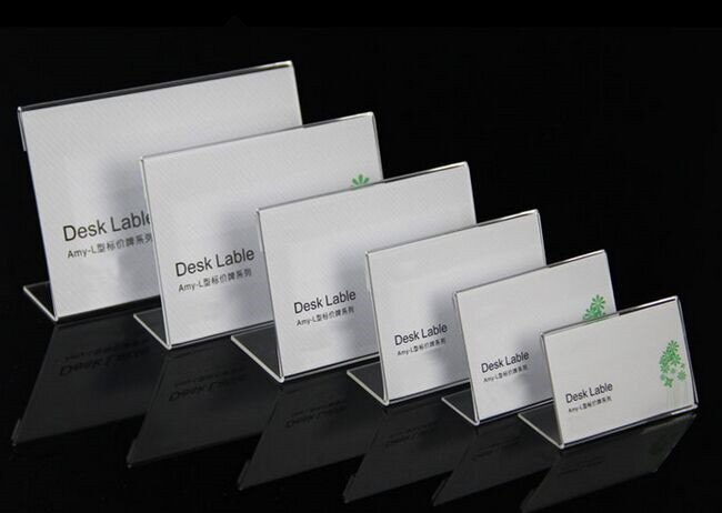 10pcs T1.3mm L label holder acrylic label price tag card display frame stand label frame table desk sign stand label holder case