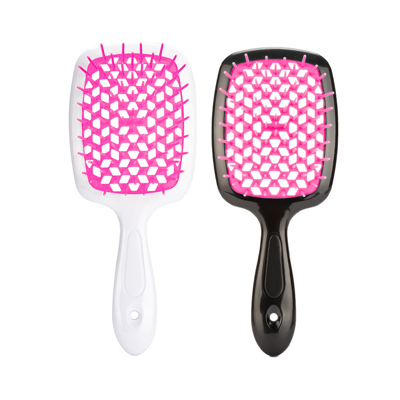 2pcs/set Wide Teeth Air Cushion Comb Massage Wet Dry Comb Demelante Brush Hollow Combs расчески Salon Barber Hair Brushes Kit: black