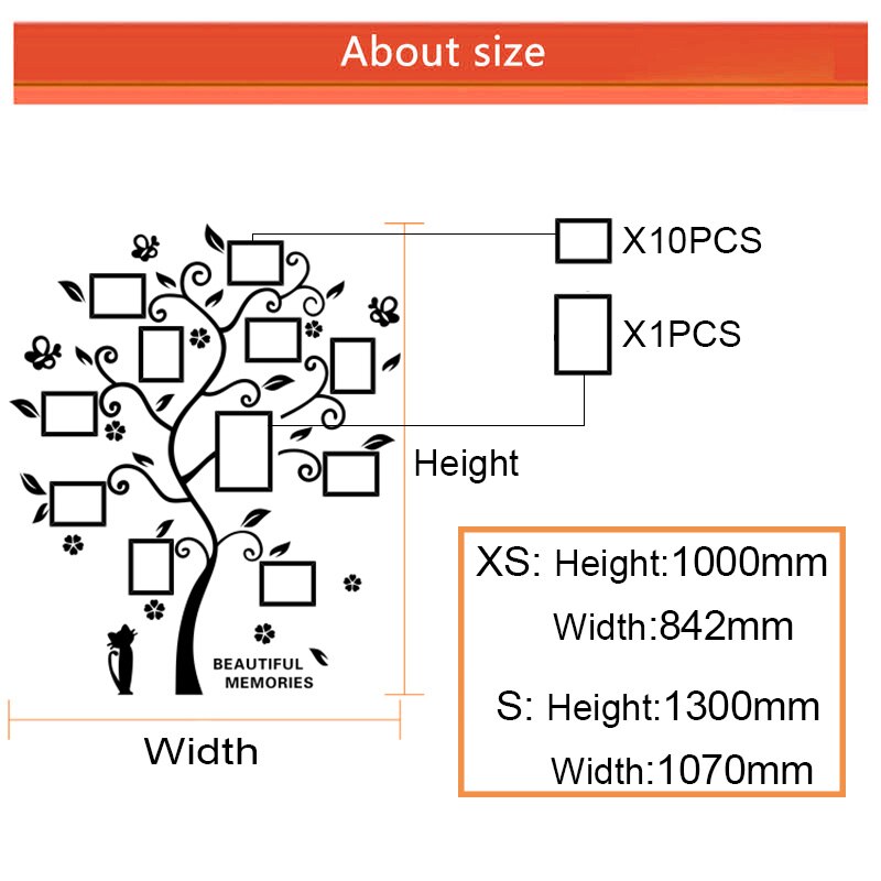 Acrylic 3D Wallpaper Tree Shape Poster Photo Album Frame DIY Wall Stickers For Home Decor Kids Living Room Decoration