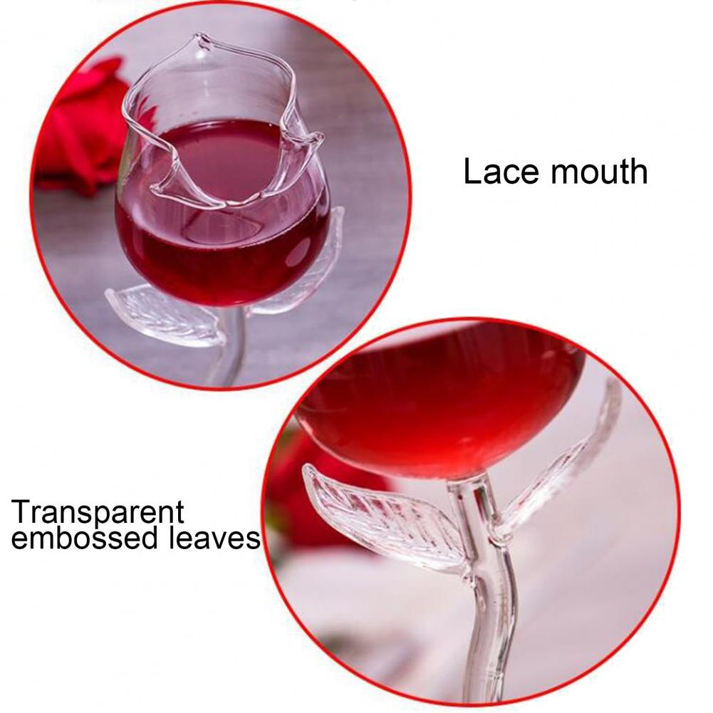 High Borosilicate Glass Wine Glass Exquisite Stable Base Transparent Rose Shape Goblet Cup Champagne Glasses for Home
