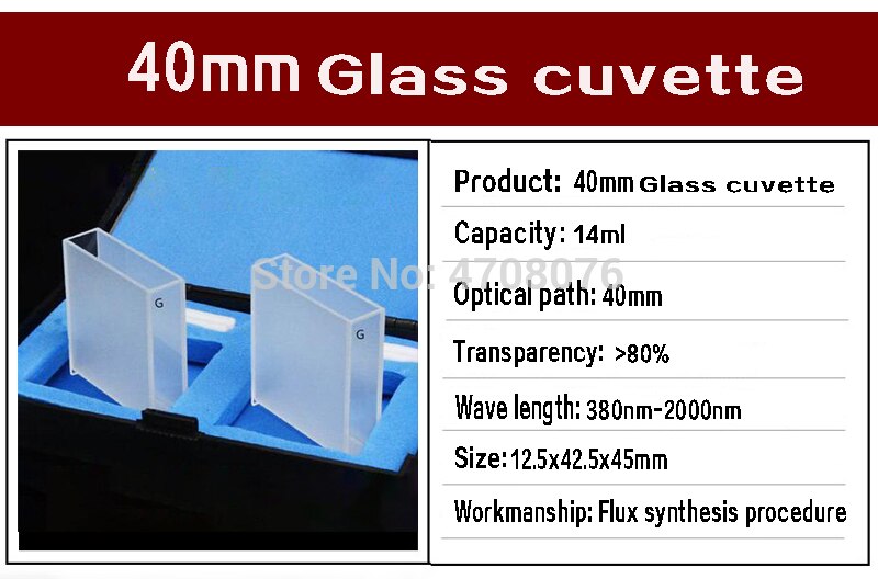 Cubeta celular de vidrio estándar, con tapa para espectro químico, instrumento de análisis Spectral de cubeta de vidrio con tapa, flujo de 40mm, 2 unids/caja