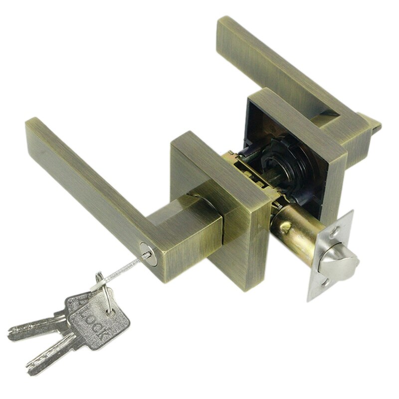 Door Handle Door Handle Lock Square Channel Privacy Mask Interior Bedroom Room Bathroom Three-Bar Spherical Lock: Green